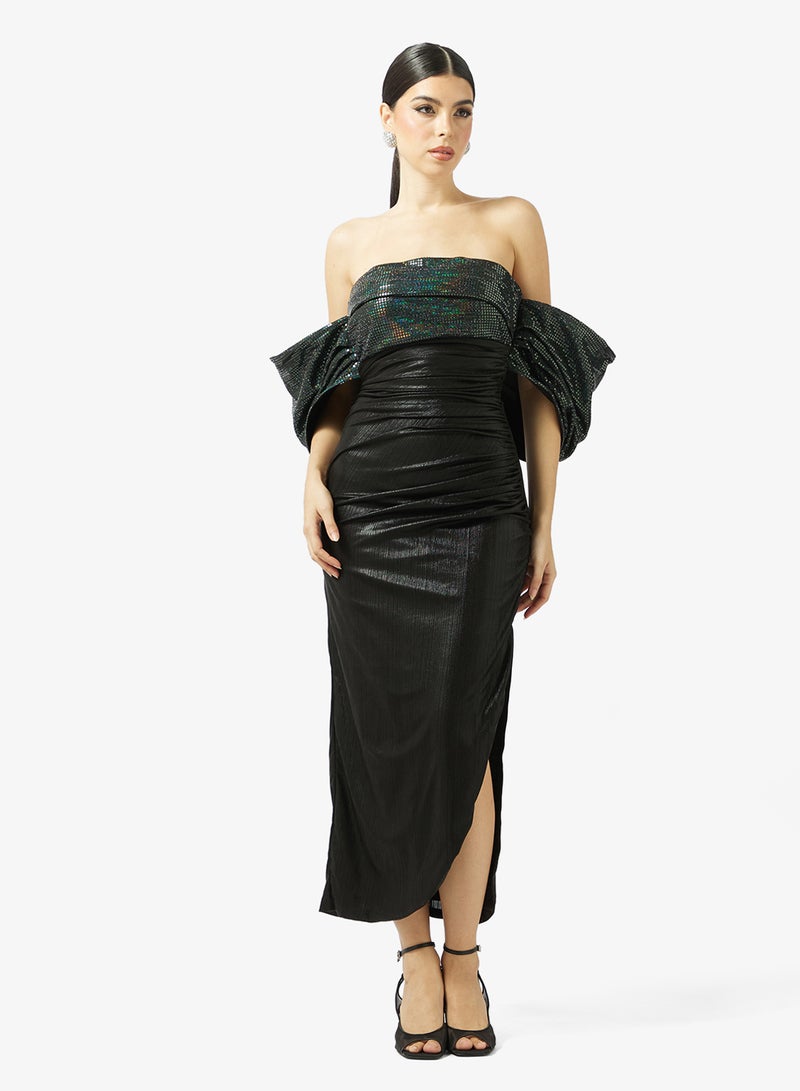 Threadz by Ajooni Off-Shoulder Sequin Dress - Image 1